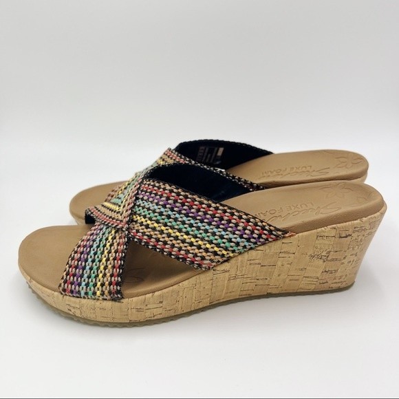 Skechers Cali Size 9 Beverlee Delighted Wedge Vegan Sandals Rainbow Multicolor - Picture 7 of 16